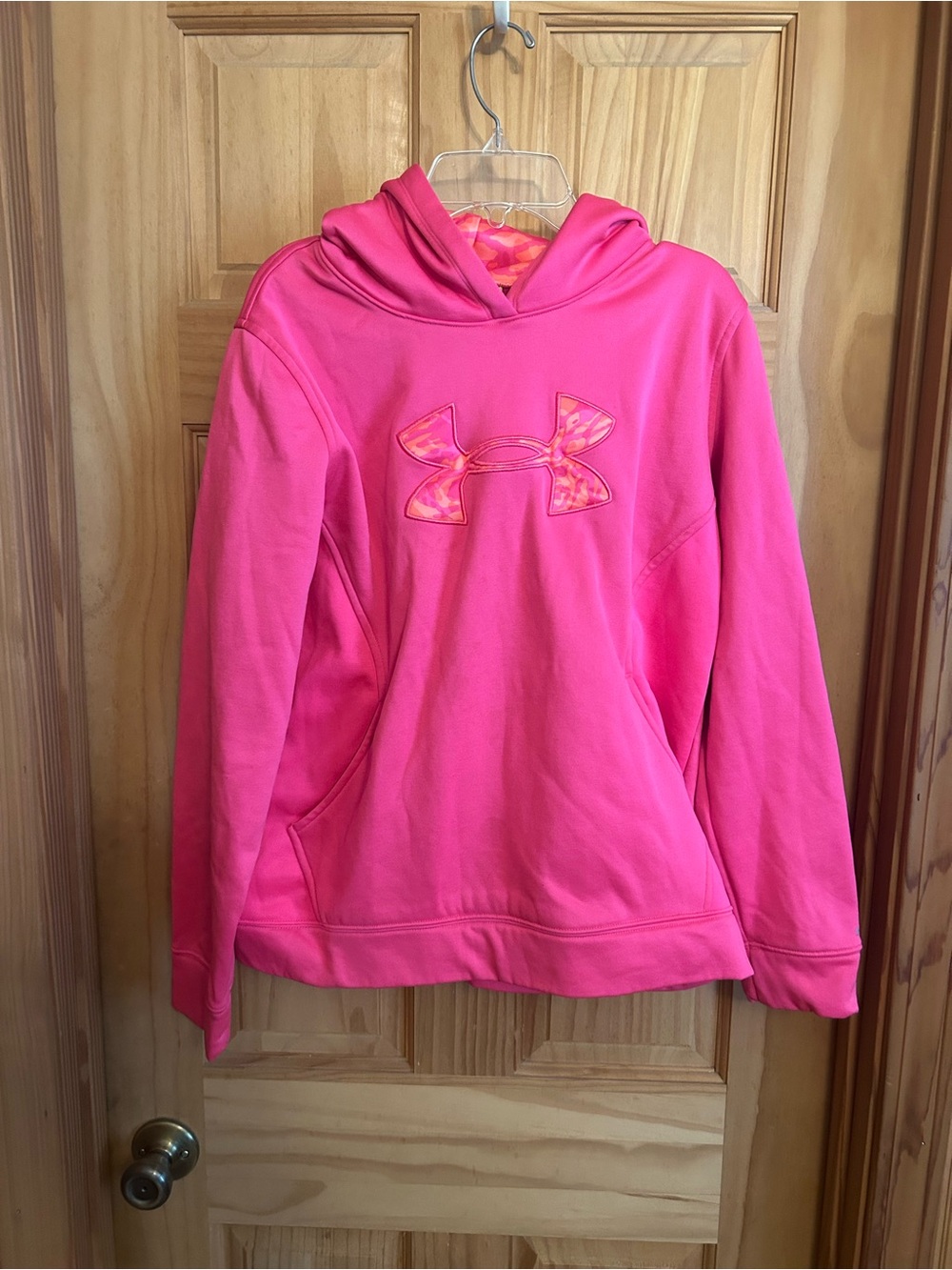 Under Armour Bright Pink Girls' Logo Hoodie with Patterned Logo